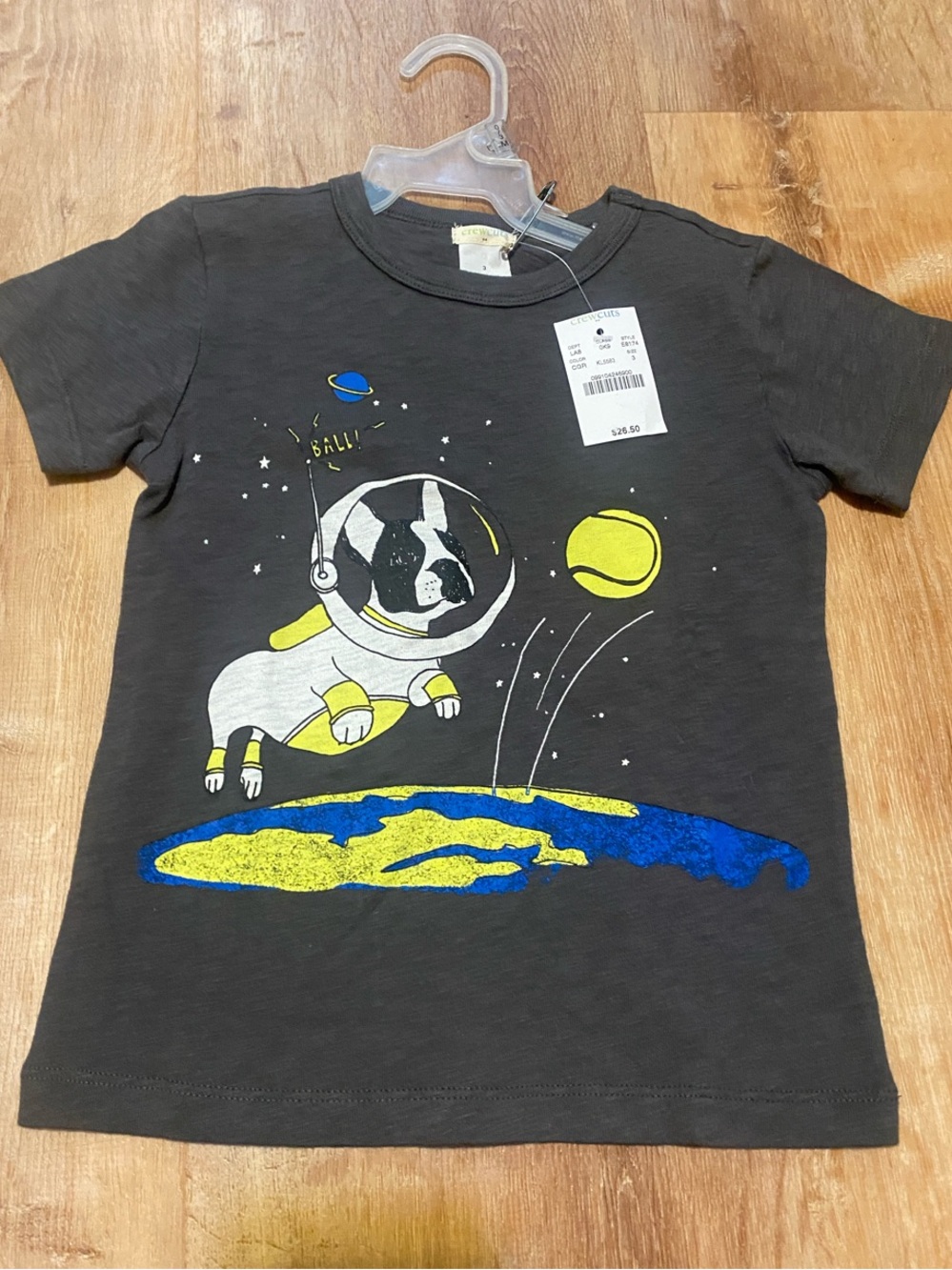Crewcuts Black Short-Sleeve Tee with Yellow & Blue Space Dog Graphic